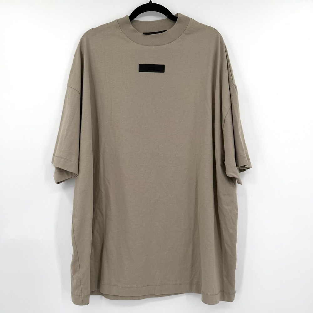 Fear of God Essentials Mens Oversized T-Shirt Tan Taupe Logo Size M